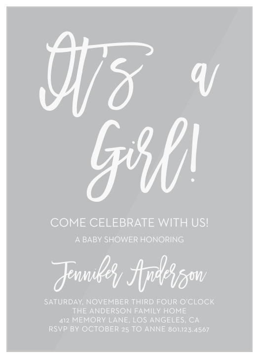 Announce you’re having a Girl with the Royal Script Girl Baby Shower Invitations.