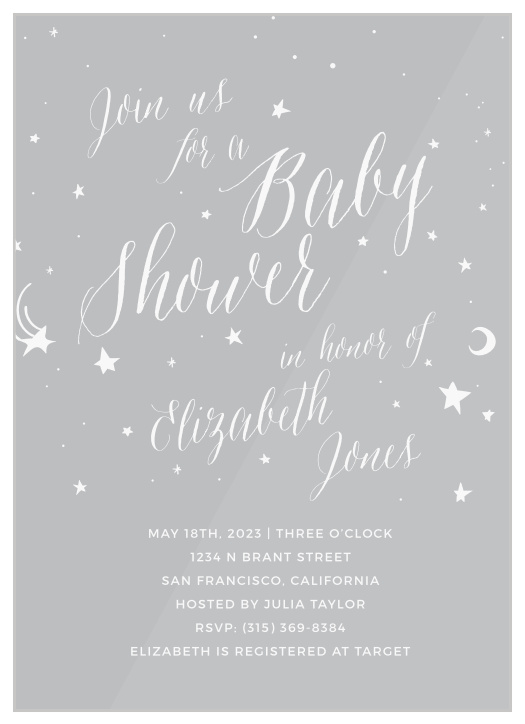 Invite friends and family to celebrate the radiant mother-to-be with the Twinkle Twinkle Baby Shower Invitations from Basic Invite.