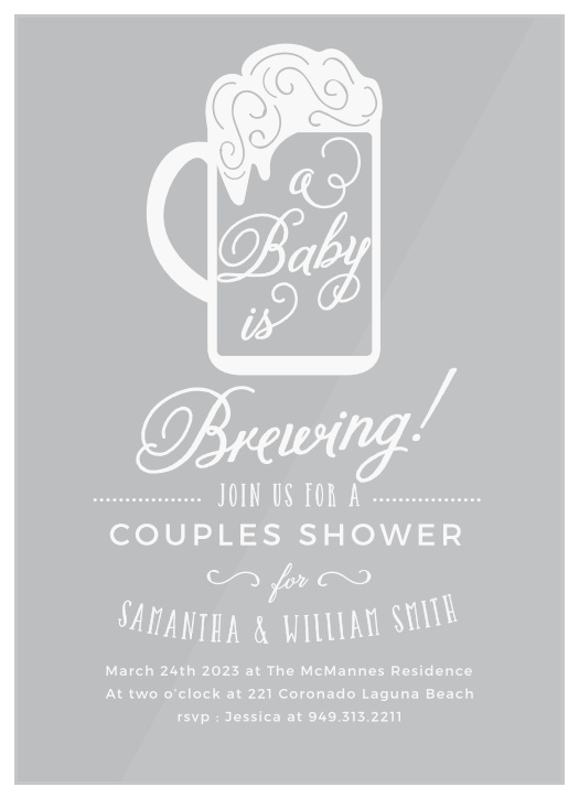 Get together with your friends and family to celebrate your new addition to the team with our Baby Brewing Clear Baby Shower Invitations.