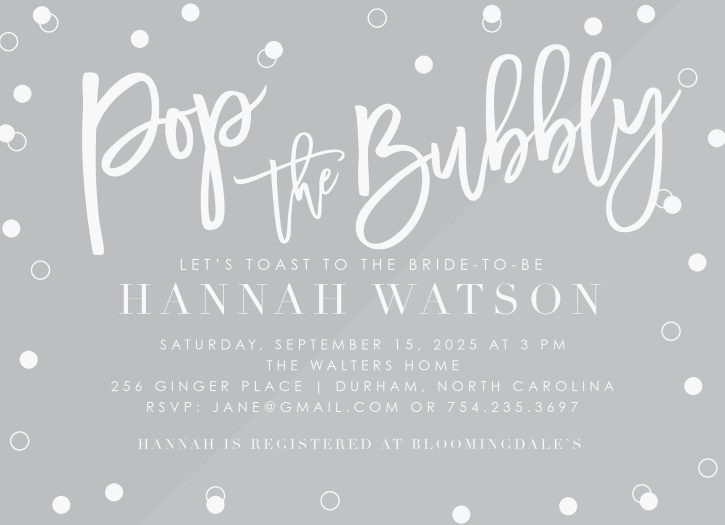 Get ready to pop the answer with our Champagne Toast Clear Bridal Shower Invitations.