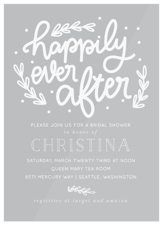 Our fun and playful Ever After Clear Bridal Shower Invitations are absolutely adorable!