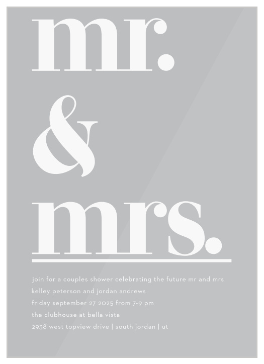 Our Stacked Type Clear Bridal Shower Invitations feature a distinct design that is eye-catching in its simplicity