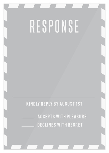 Gather the information you need to make your wedding day as unforgettable as you've always dreamed with our Unique Airmail Clear Response Cards.