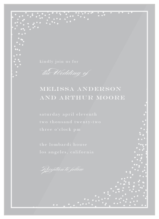 Easily fill the seats of your wedding venue with the people you cherish most using our Antique Glamour Clear Wedding Invitations.