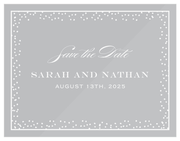 Antique Glamour Clear Save-the-Date Cards are a lovely reminder of your wedding date, ensuring that your guests mark their calendars well in advance of the day itself.