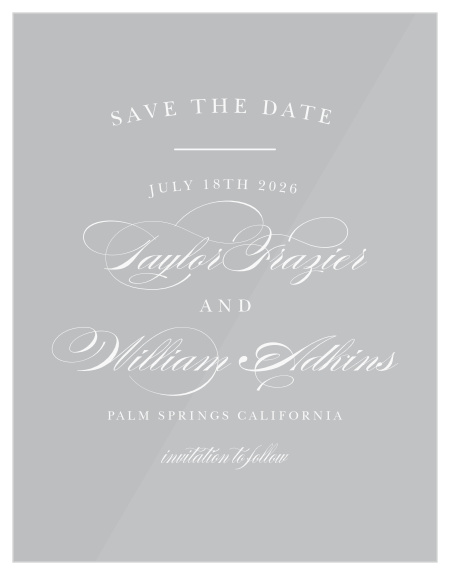 Ensure your friends and family know when to mark their calendars with our Chic Vintage Clear Save-the-Date Cards. 