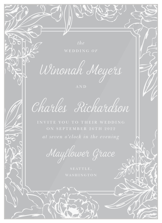 Your guests will adore the Enveloped Peonies Clear Wedding Invitations once they receive them. 
