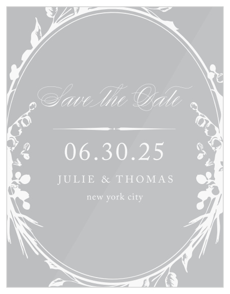Announce your wedding with the vintage sophistication of the Elegant Relic Clear Save-the-Date Cards. 