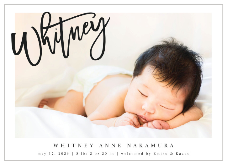 Let your closest family and friends know of your new bundle of joy with our Modern Slant Birth Announcements.