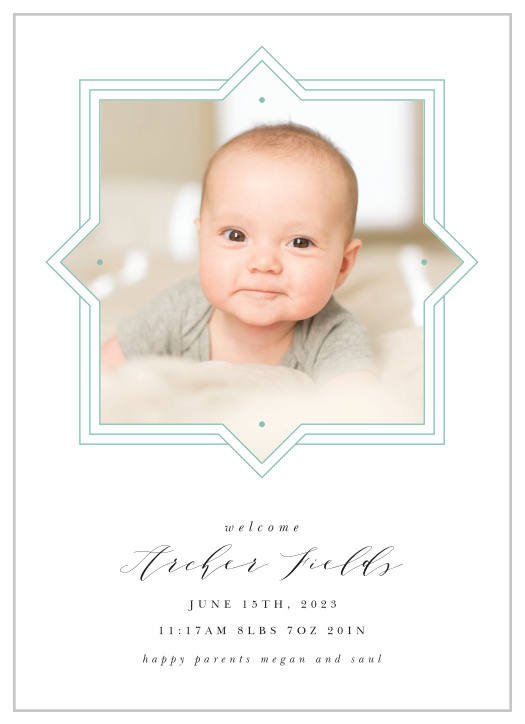 Geo Frame Birth Announcements are an excellent way to inform your family and friends that you have a new bundle of joy!