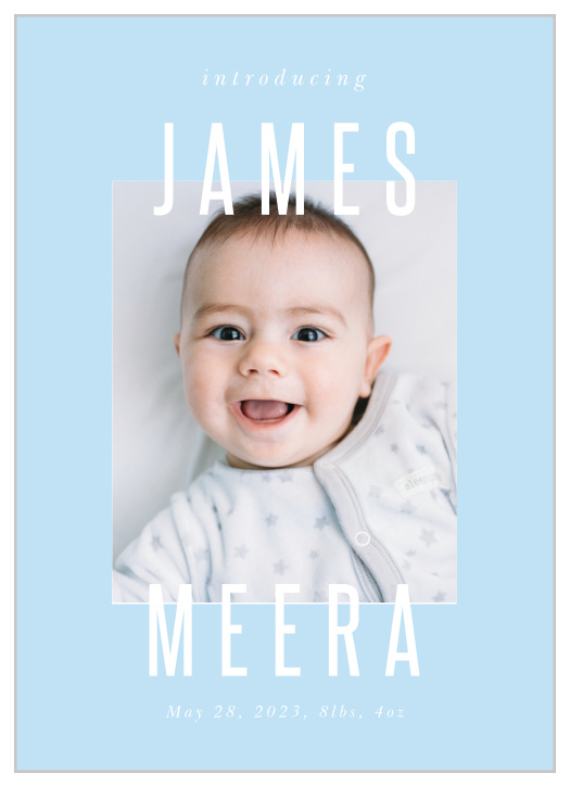 Our Bold Little One Birth Announcements are excellent to introduce your new arrival to your closest family and friends.