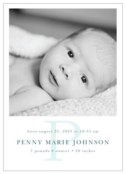 Introduce your new bundle of joy to your closest family and friends with our Sweet Initial Birth Announcements.
