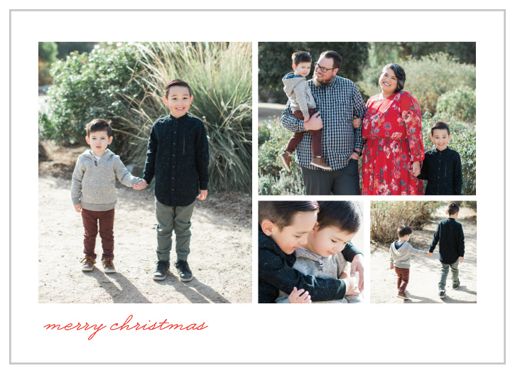 An unforgettable layout of your favorite photographs adorn the surface of our Christmas Banner Photo Christmas Cards, keeping the focus of the season on your beautiful family. 