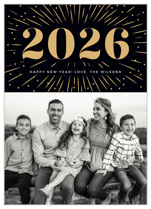Our Firework Year New Years Cards are a modern way to ring in the new year with family and friends.