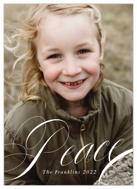 Share some warmth this season with our Peaceful Script Holiday Cards.