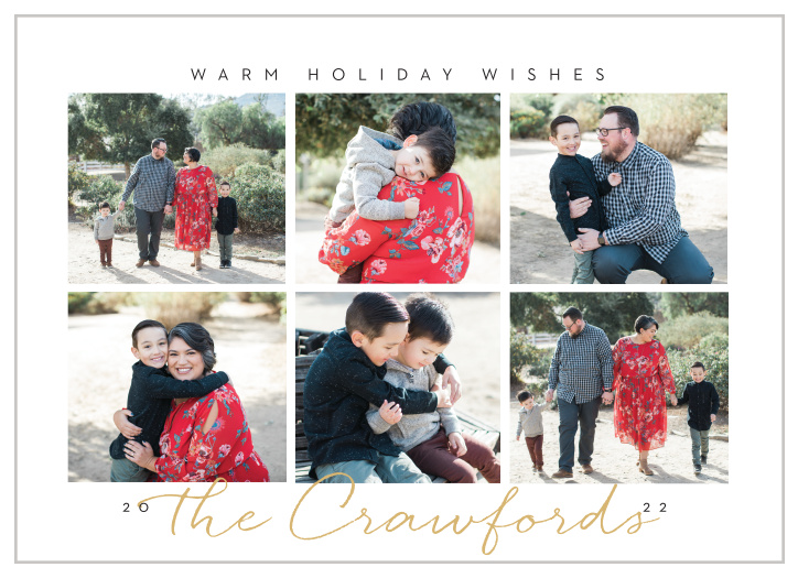 A clean and modern typography photo card offers warm holiday wishes for the holiday season. 

