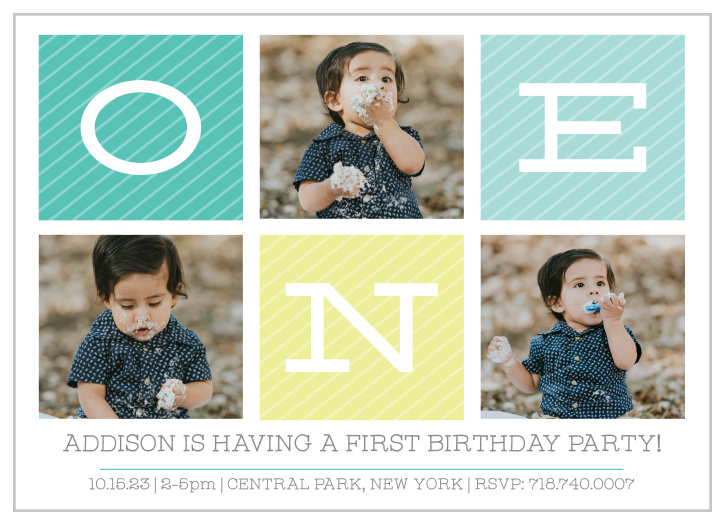 Bring your family and friends together to celebrate your child's big day with our Big Blocks First Birthday Invitations.
