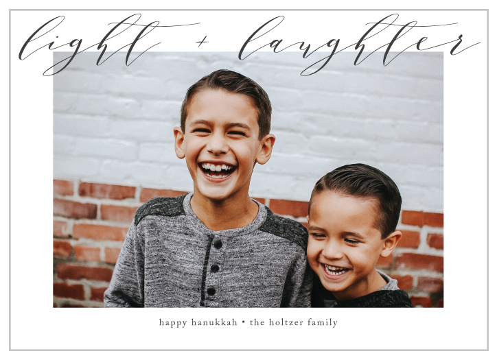 Send your festive Hanukkah spirit to family and friends with the classic look of our Modern Light Holiday Cards. 