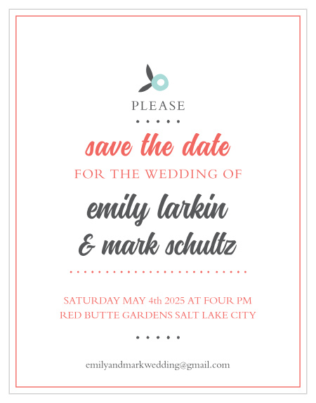 The Surrounded by Flowers Save the Date card has a modern yet classy design that is fully customizable.