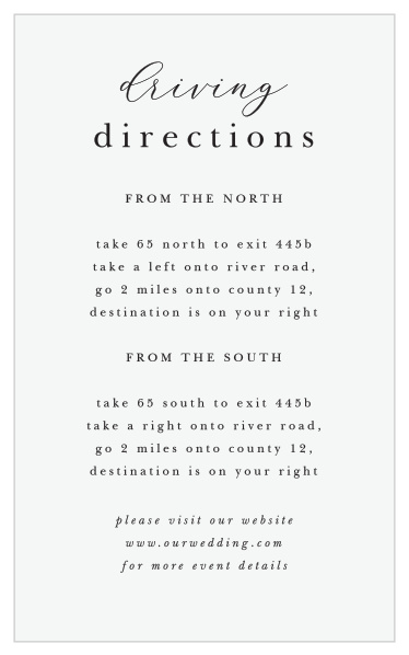 Pure elegance in its simplicity, the Stacked Photo direction cards are the perfect accessory for the Stacked Photo invitation set's modern stylings.