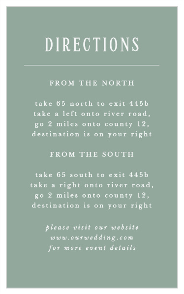 Be sure that nobody gets lost with our Picturesque Tea Direction Cards.