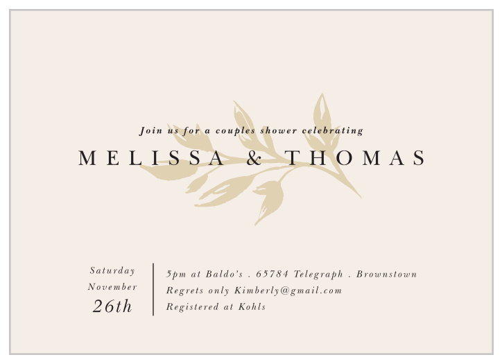 Gather your closest friends and family together to celebrate the blushing couple with our Leafy Watermark Bridal Shower Invitations.