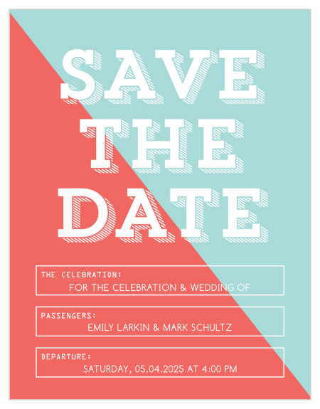 Our Modern Slash Save the Date magnet has a modern, yet classy design that is fully customizable.