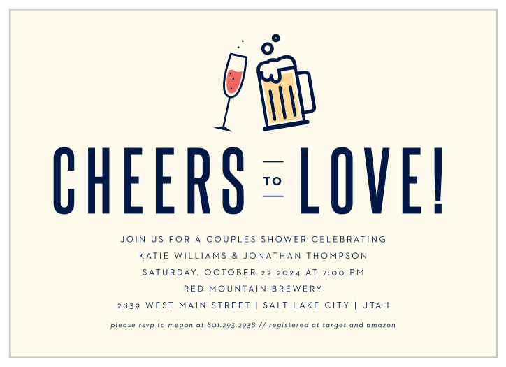 Gather your closest friends and family together to celebrate with our Cheers to Love Bridal Shower Invitations.