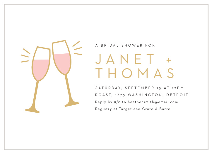 Celebrate in style with our Classy Clink Bridal Shower Invitations.