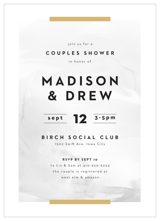 Gather together your closest family and friends to celebrate the bride with our modern Foil Block Bridal Shower Invitations!