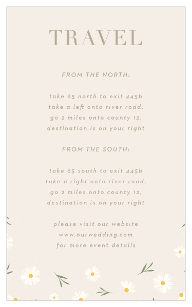The Falling Daisies Wedding Direction Cards will make sure your guests feel confident traveling to your wedding.