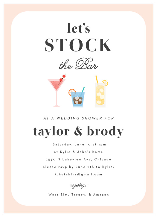 Choose our Drink Up Bridal Shower Invitations for your pre-wedding festivities!
