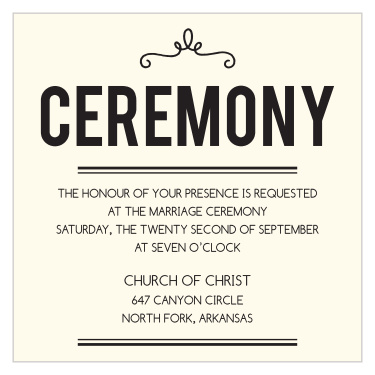 Invite your guests to your ceremony with this ceremony card.