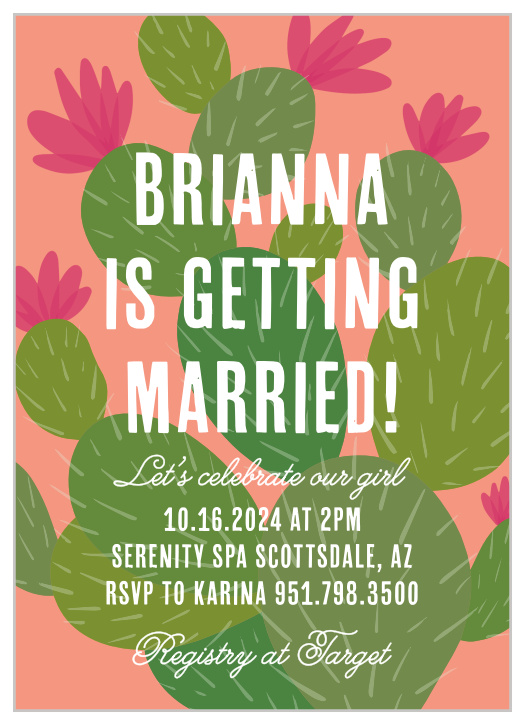 Set the stage for a real party with our Prickly Cactus Bridal Shower Invitation.