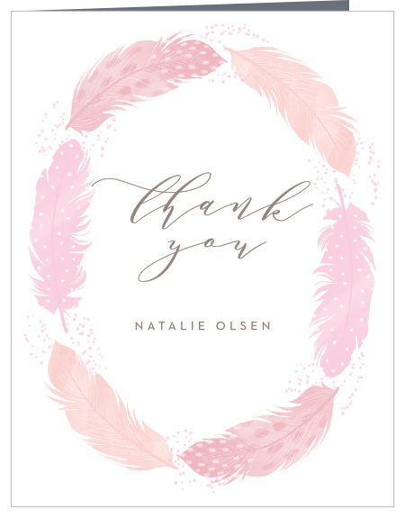Our Feather Frame Bridal Shower Thank You Cards are the perfect way to surround yourself with your friends and family for your pre-wedding celebrations!