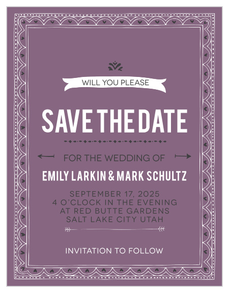 Our Photo Fairytale Save the Date card has a wonderful design that lies on top of a subtle textured background that makes all the difference.