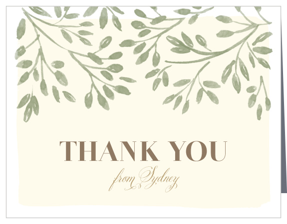 Let your close friends and family know how much you appreciated their support the rustic look of our Vineyard Foliage Bridal Shower Thank You Cards.
