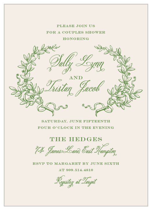 Our Classical Laurels Bridal Shower Invitations are just what you need for your pre-wedding festivities. 