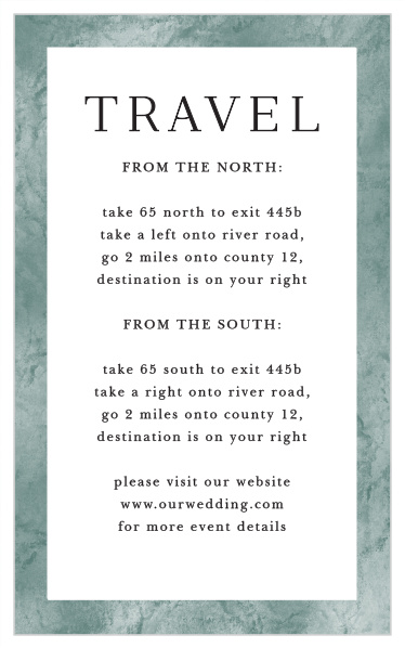 Help all your guests find their way with our Formal Ticket Direction Cards.