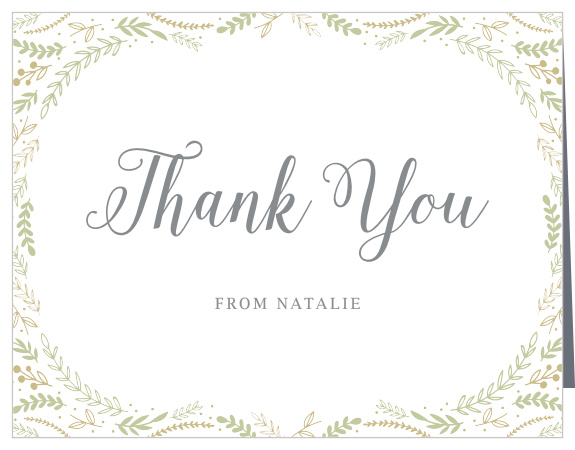 Finish your whimsical winter shower with the Evergreen Border Bridal Shower Thank You Cards.