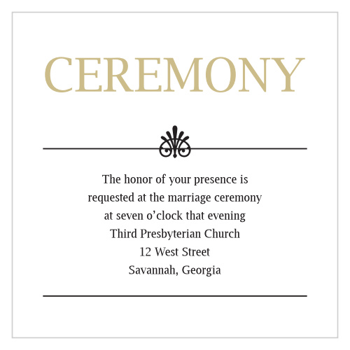 Invite your guests to your ceremony with this ceremony card.