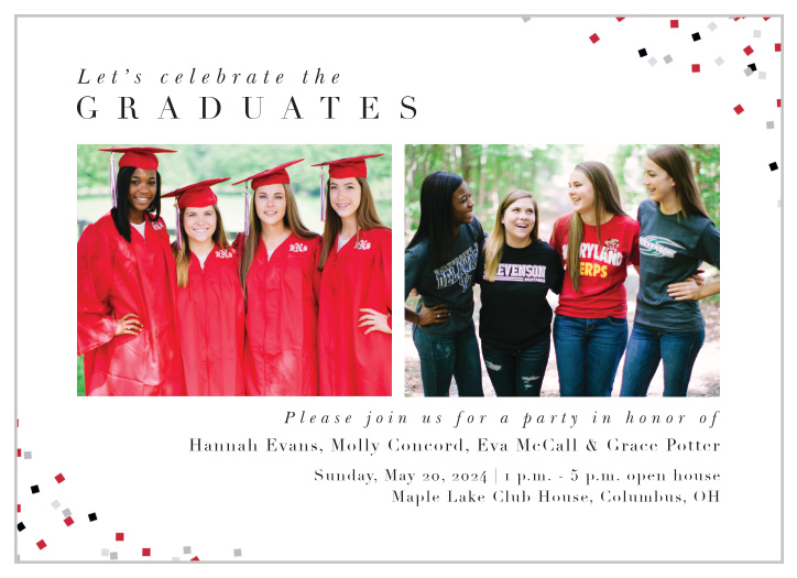 Celebrate together with your closest friends with our Group of Grads Graduation Invitations.