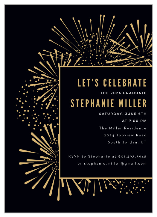 Gather your friends and family together to celebrate your momentous achievement with the captivating look of our Firework Party Garden Invitations.