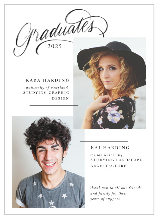Inform your friends and family of your big achievement with the chic look of our Memorable Grads Graduation Announcements.