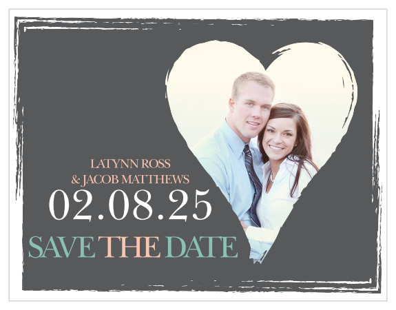 Our Photo Heart Save the Date Magnet shows off that happy couple with a heart border and awesome design!