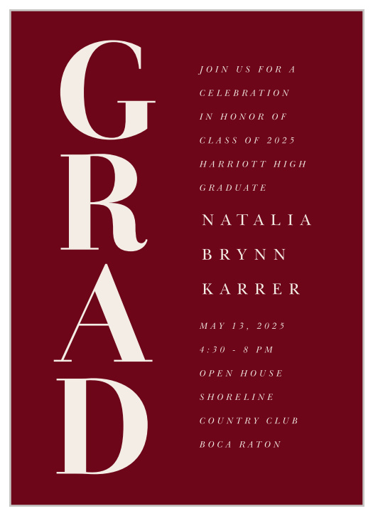 Our Grad Stack Graduation Invitations are perfect for gathering your loved ones together to celebrate your momentous achievement.