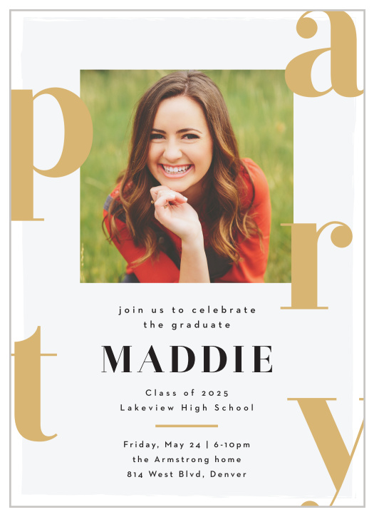 Our Effervescent Grad Graduation Invitations are the perfect way to surround yourself with your friends and family for your graduation fun!