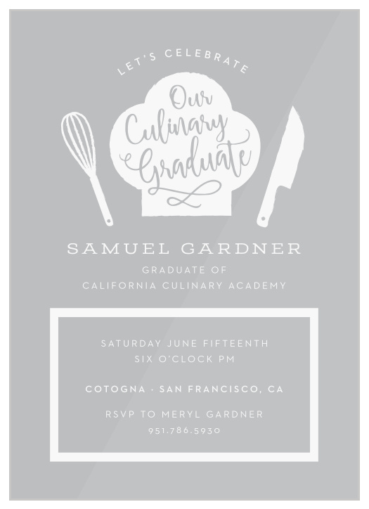 Our Chef's Hat Clear Graduation Invitations are the perfect way to surround yourself with your friends and family for your graduation celebrations!