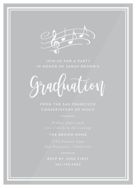 Our Musical Clear Graduation Invitations are the perfect way to celebrate your achievements with your friends and family!
