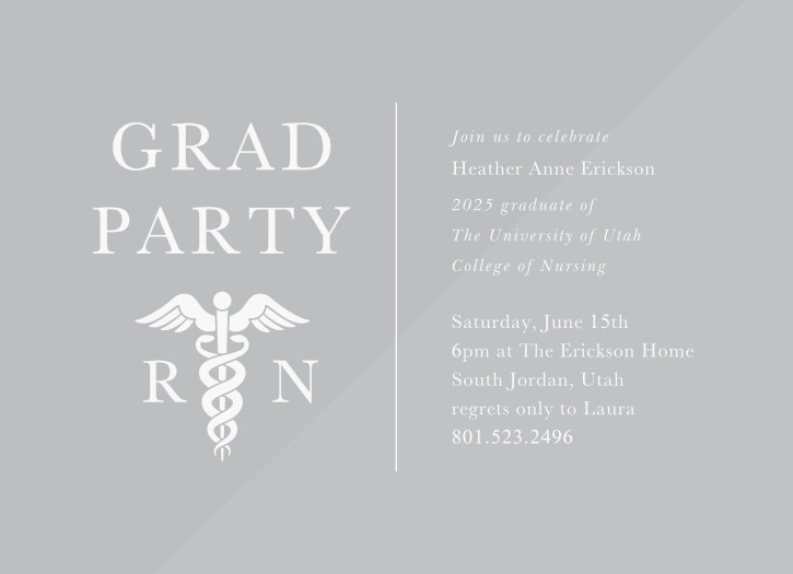 Celebrate your grad's pivotal accomplishment with their closest friends and family when you utilize the chic look of our Nursing Symbol Clear Graduation Invitations.